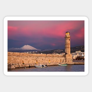 The lighthouse of Rethimno & Psiloritis mountain Sticker